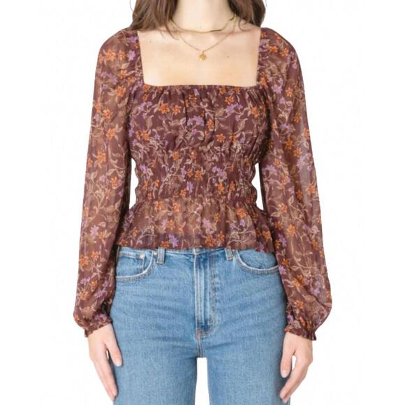 DEX Tops - NEW DEX square neck blouse in flowers